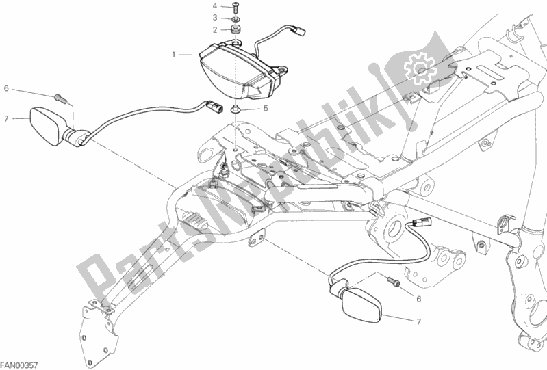 Tutte le parti per il Fanale Posteriore del Ducati Scrambler Desert Sled Thailand USA 803 2020